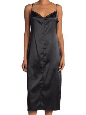 Elegant Black Satin Slip Dress